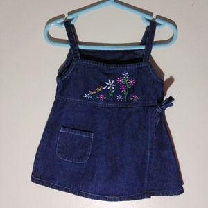 Teddy Boom Denim Floral Embroidery Sundress 18m